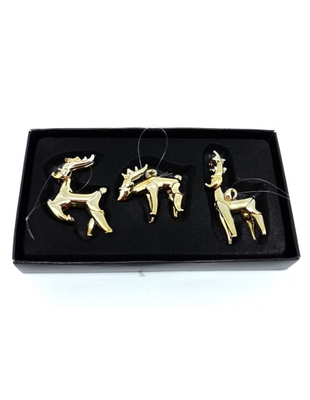 renne à suspendre en verre de couleur doré reflet argenté, orangé thème Noël