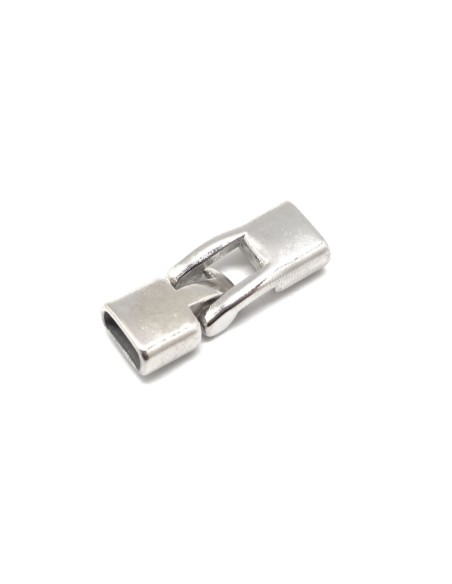 Fermoir T embout pour lanière de 10mm x 4,5mm en métal argenté non uniforme