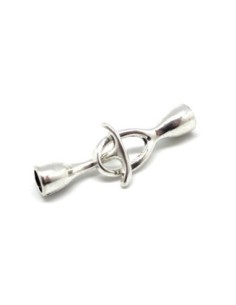 Fermoir crochet ancre avec embout rond pour cordon de 4,5mm en métal argenté