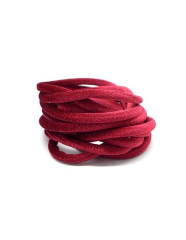 Cordon lycra velours élastique 3mm style spaghetti rouge bordeaux