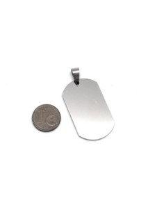 Pendentif plaque à graver message argenté en métal acier inoxydable 22mm x 38mm 2