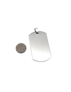 Pendentif plaque argenté à graver message en métal acier inoxydable 29mm x 51mm 2