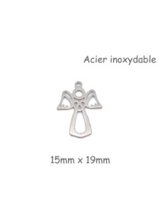 breloque ange métal argenté acier inoxydable