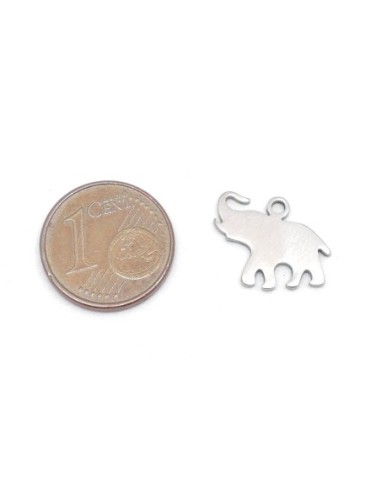 breloque éléphant argenté en acier inoxydable