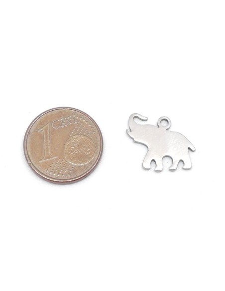 breloque éléphant argenté en acier inoxydable