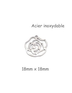 breloque camélia argenté en acier inoxydable