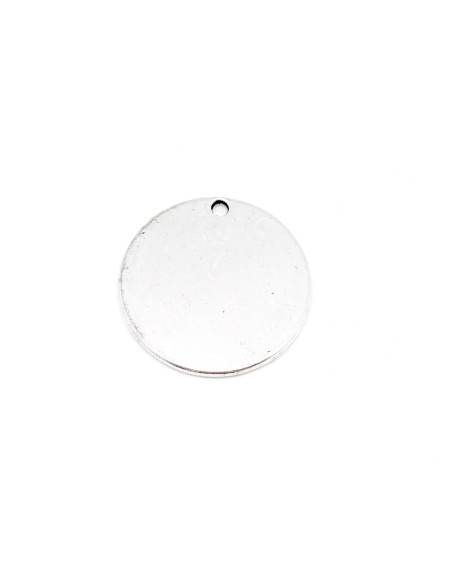 Grand pendentif médaillon sequin en métal argenté 38mm