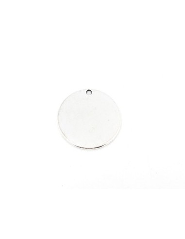 Grand pendentif médaillon sequin en métal argenté 38mm