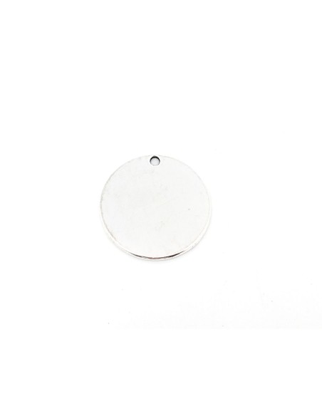 Grand pendentif médaillon sequin en métal argenté 38mm