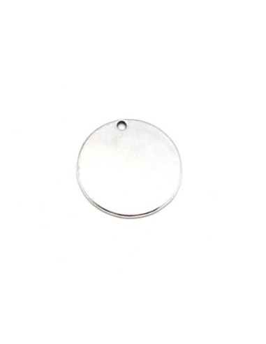 Grand pendentif médaillon sequin en métal argenté 38mm