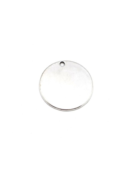 Grand pendentif médaillon sequin en métal argenté 38mm