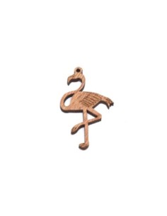 Pendentif flamant rose en bois couleur marron scrapbooking 65mm x 38mm
