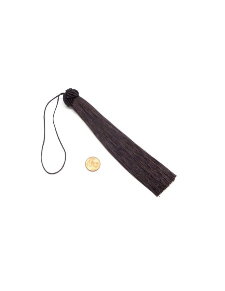 1 grand pompon marron foncé doux et brillant avec noeud chapeau 15cm