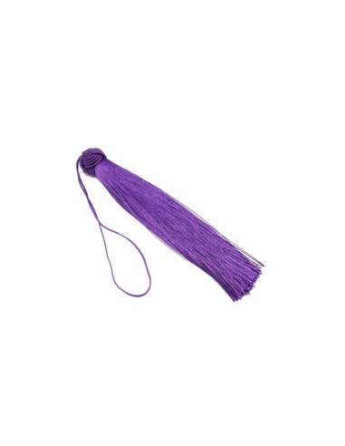 pompon violet byzantin doux et brillant avec noeud chapeau 15cm