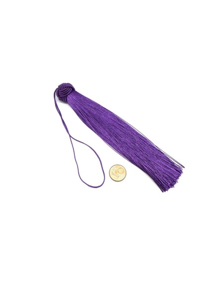 pompon violet byzantin doux et brillant avec noeud chapeau 15cm