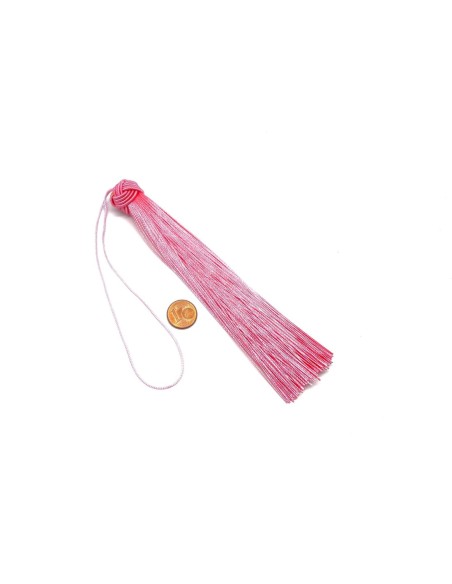 grand pompon rose dragée doux et brillant avec noeud chapeau 15cm