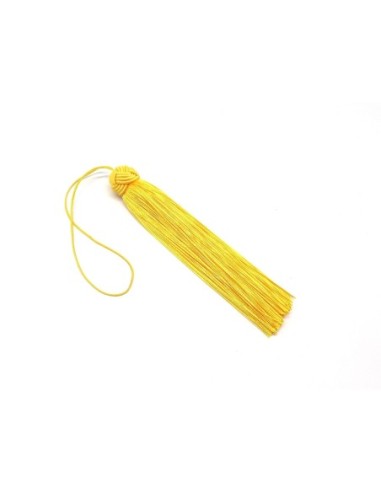 grand pompon jaune moutarde, bouton d'or doux et brillant avec noeud chapeau 15cm