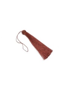 grand pompon marron acajou doux et brillant avec noeud chapeau 15cm
