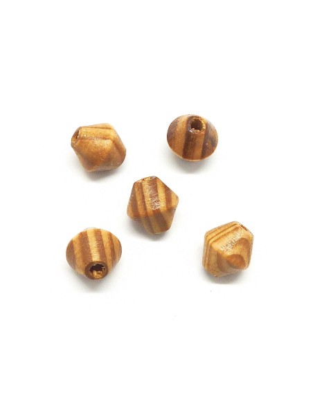 perle en bois toupie 15mm de couleur marron noisette rayé