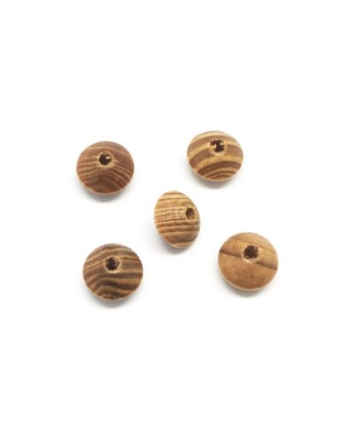 perle en bois soucoupe 16mm de couleur marron noisette rayé