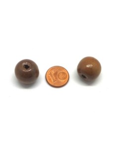 perle en bois ronde 16mm de couleur marron chatain noisette à gros trou 2