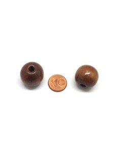 perle en bois ronde 20mm de couleur marron chatain noisette à gros trou 2