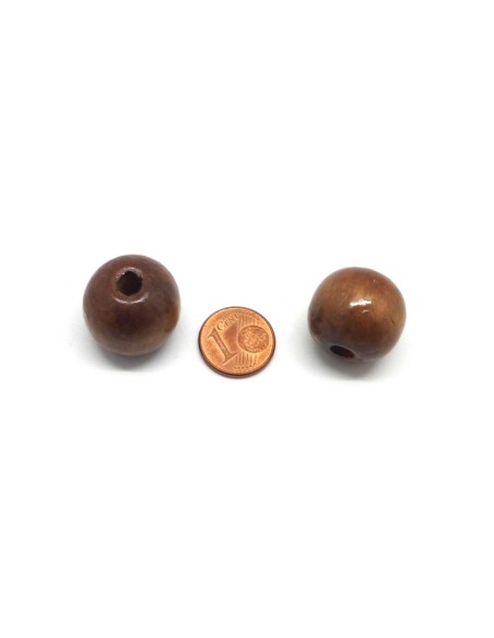 Grosse perle bois 20mm marron noisette
