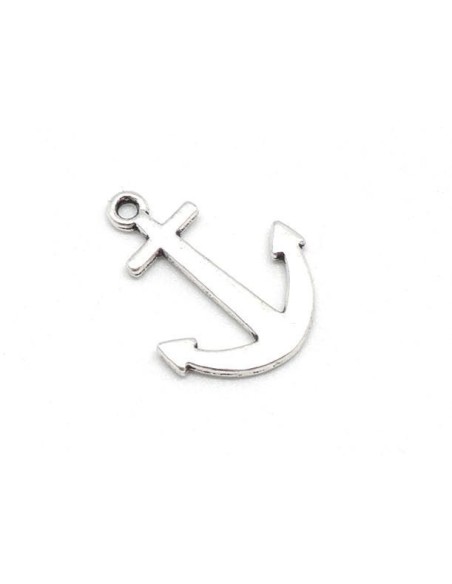 breloque ancre marine en métal argenté 22mm x 17mm
