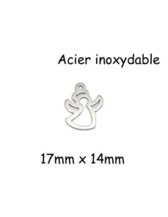 breloque ange argenté en acier inoxydable