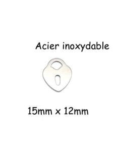 breloque coeur argenté en acier inoxydable