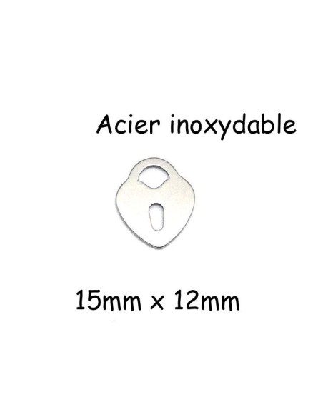 breloque coeur argenté en acier inoxydable