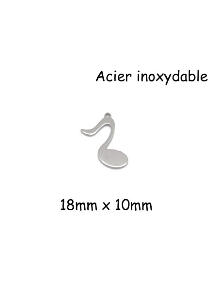 breloque note de musique argenté en acier inoxydable 18mm