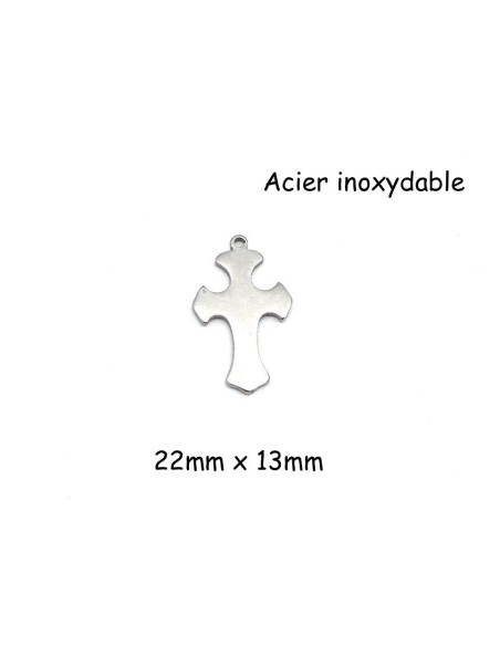 breloque croix métal argenté en acier inoxydable