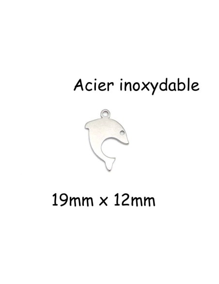 breloque dauphin argenté en acier inoxydable