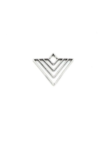 Pendentif connecteur triangle en métal argenté forme géométrique 24mm x 30mm