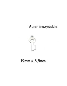 breloque clé argenté en acier inoxydable