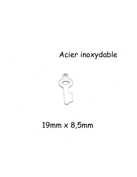 breloque clé argenté en acier inoxydable