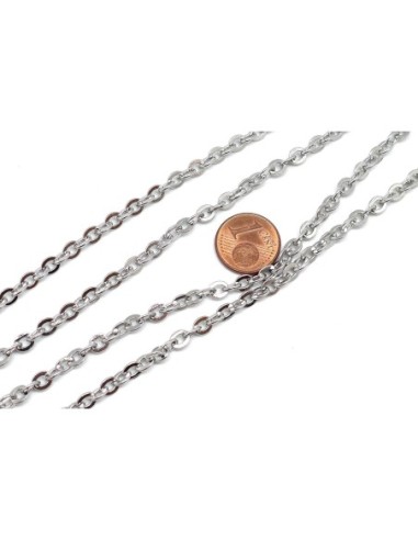 chaine maillon forçat en acier inoxydable argenté résistante 