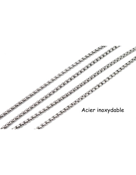 chaînette cordon 3mm métal argenté en acier inox