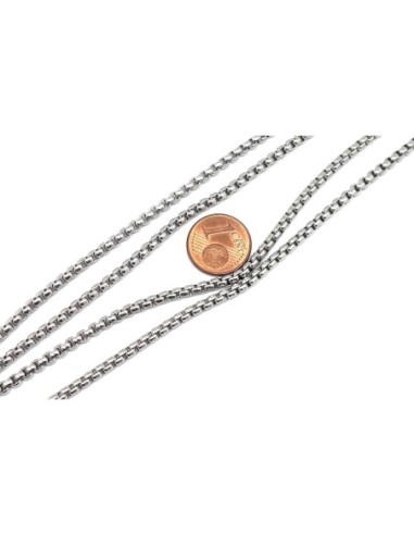 chaînette cordon 3mm métal argenté en acier inox
