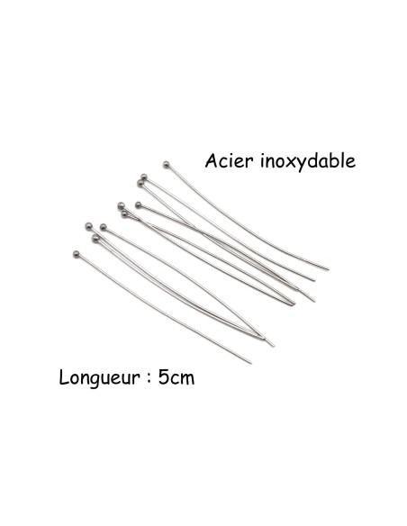 tige métallique clous à bille en métal argenté acier inox