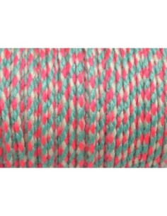 Cordelette polyester tressé 1,5mm rose fluo, gris et blanc