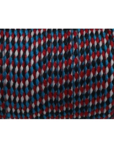 Cordelette polyester tressé 1,5mm noir, bleu, blanc et rouge cordelette tressé