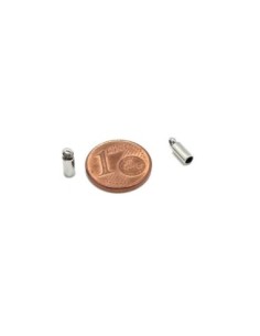 Embout rond métal argenté en acier inoxydable pour cordon de 2mm 2