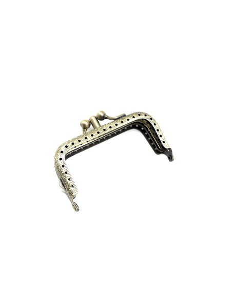 Fermoir sac, porte monnaie, lunette clasp double en métal couleur bronze 8cm