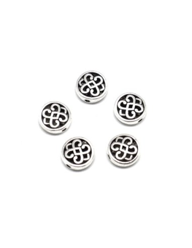 Perle en métal argenté motif celtique 