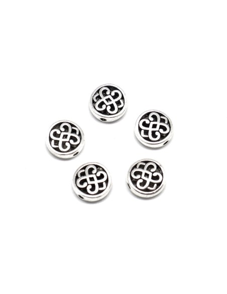 Perle en métal argenté motif celtique 