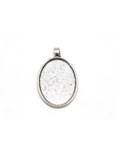 2 Grand Support cabochon ovale en métal argenté pour cabochon de 30mm x 40mm