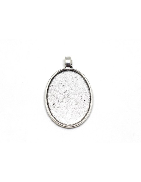 2 Grand Support cabochon ovale en métal argenté pour cabochon de 30mm x 40mm