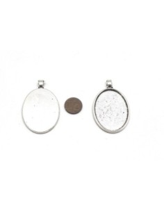 2 Grand Support cabochon ovale en métal argenté pour cabochon de 30mm x 40mm 2